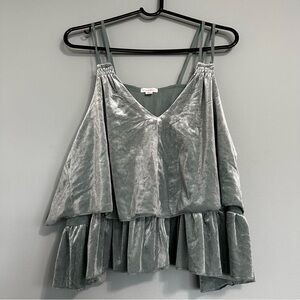 Xhilaration Silver Gray Velvet Tiered V-Neck Cami 2X